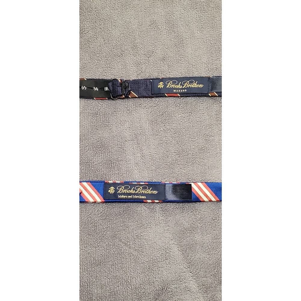Lot Of 2 Brooks Brothers 100% Silk Self Tie Bow Tie Adjustable Stripe Blue Red - Picture 3 of 7
